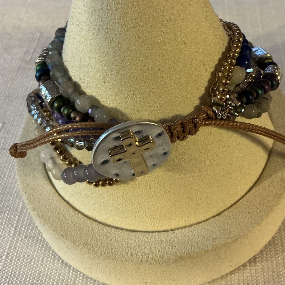 Demdaco “Your Journey” Beaded Silver and Gold Tone Bolo Bracelet - Picture 3 of 5